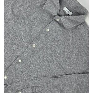 Reiss Cotton Spread Collar Long Sleeve Button Up Shirt Mens Large Gray Heathered